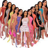 Sexy Mesh Sleeveless Bandage Mini Dress OSM-6121
