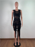 Sexy Mesh Sleeveless Bandage Mini Dress OSM-6121
