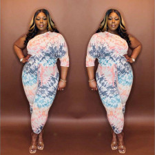 Plus Size Printed One Shoulder Two Piece Suits MOF-6609