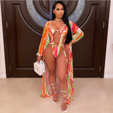 Sexy Fashion Printed Swimsuit Cloak 2 Piece set OLYF-6034