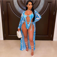 Sexy Fashion Printed Swimsuit Cloak 2 Piece set OLYF-6034