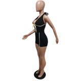 Sexy Halter Backless Lace Up Romper MEM-8334