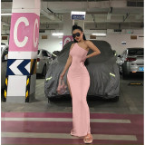 Sexy One Shoulder Sleeveless High Split Maxi Dress ASL-6365