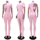 Solid Tube Top+Asymmetry Bodysuit+Pants 3 Piece Sets ASL-6337