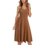 Sexy Solid Spaghetti Strap Midi Dress FNN-8588