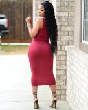 Solid Sleeveless Pocket Bodycon Midi Dress BLX-8001