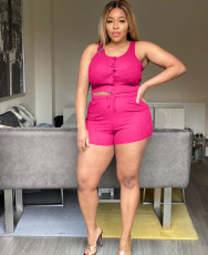 Casual Solid Tank Top And Shorts 2 Piece Sets HM-6503