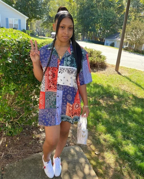 Plus Size Printed Short Sleeve Casual Shirt Dress FNN-8587