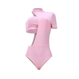 Solid Tube Top+Asymmetry Bodysuit+Pants 3 Piece Sets ASL-6337