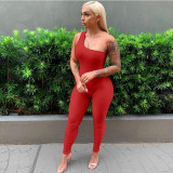 Solid One Shoulder Sleeveless Skinny Jumpsuits FSL-130