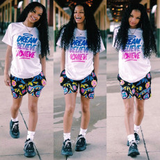 Casual Printed T Shirt And Shorts Two Piece Sets GLF-8116