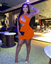 Sexy Hollow Out Off Shoulder Bodycon Club Dress FENF-093