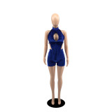 Sexy Solid Halter Top And Shorts Two Piece Sets YIBF-6046