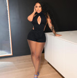 Sexy Solid Halter Top And Shorts Two Piece Sets YIBF-6046