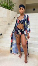 Floral Print Beach Bikinis 3pcs Swimsuit TR-1111