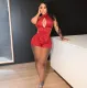 Sexy Solid Halter Top And Shorts Two Piece Sets YIBF-6046