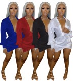 Sexy Deep V Neck Long Sleeve Mini Dress WSM-5225