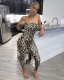 Leopard Print Off Shoulder Tight Tube Jumpsuits FOSF-8050
