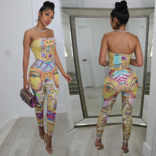 Sexy Printed Off Shoulder Tube Jumpsuits AL-235