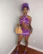Colorful Striped Halter Crop Top Mini Skirt 2 Piece Sets WSM-5226