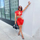 Solid Color Sexy Tie Up Short Sleeve Shorts Two Piece Sets YIBF-6050