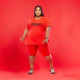 Fashion V-neck Letter Prinrt 5XL Large Size Casual Sports Suit WAF-7157