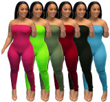 Solid Off Shoulder Tight Tube Jumpsuits WSM-5228