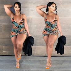 Sexy Sleeveless Print  Mini Dress BGN-151
