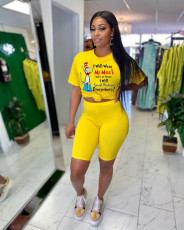 Fashion Letter Print T-shirt Shorts  Two Piece Sets FNN-8589