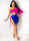 Sexy One Shoulder Lace Up Hollow Mini Dress CHY-1318