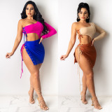 Sexy One Shoulder Lace Up Hollow Mini Dress CHY-1318