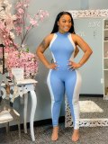Color Splice Sleeveleeve Tight Jumpsuits WSM-5227