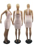 Solid Color Sexy Backless Fashion Mini Dress FOSF-8055