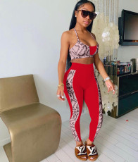Casual Print Sling Hanging Neck And Pants Two Piece Sets OYF-8246
