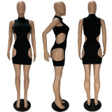 Sexy Hollow Sleeveless Mini Dress XYF-9088