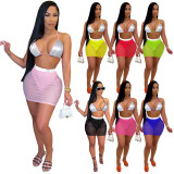 Sexy Bra Top Mesh Mini Skirt Sets With Underpants TE-4209