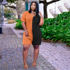  Plus Size Casual Fashion Loose Contrast Color Rompers NYF-8043