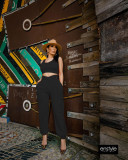 Solid Sleeveless Crop Top And Pants 2 Piece Sets LDS-3262