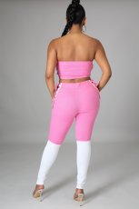 Sexy Lace Up Tube Top And Pants 2 Piece Sets HM-6509