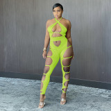Sexy Halter Hollow Out Skinny Jumpsuit GLF-8109