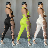 Sexy Halter Hollow Out Skinny Jumpsuit GLF-8109