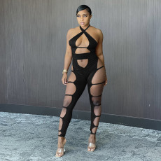 Sexy Halter Hollow Out Skinny Jumpsuit GLF-8109
