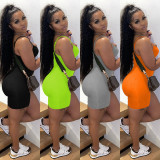 Solid Spaghetti Strap Asymmetry Rompers GLF-8132