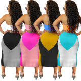 Sexy Strapless Lace Up Slim Midi Dress HM-6999
