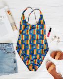 Sexy Printed Bodysuit Swim Suit With Cover Up Sets OLYF-6044