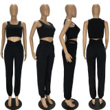 Solid Sleeveless Crop Top And Pants 2 Piece Sets LDS-3262
