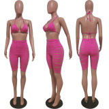 Sexy Bra Top Hole Shorts Two Piece Suits HMS-5443