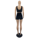 Solid Tank Top And Shorts Two Piece Sets IV-8194