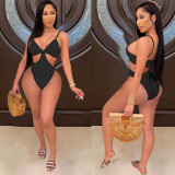 Sexy Solid Hollow Out One-Piece Swimsuit HMS-5445
