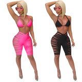 Sexy Bra Top Hole Shorts Two Piece Suits HMS-5443